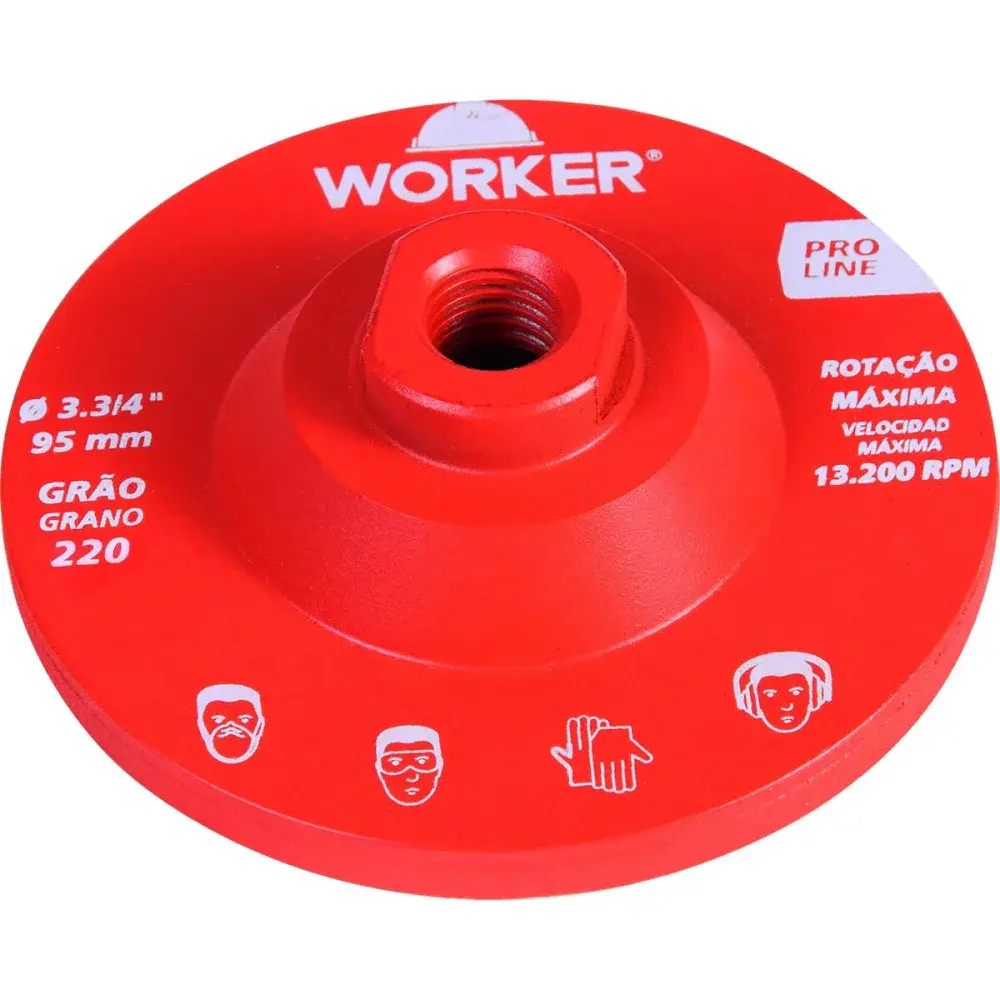 Rebolo diamantado liso 3.3/4 95MM M14 13.200RPM grão 220 Worker — fotografia 9