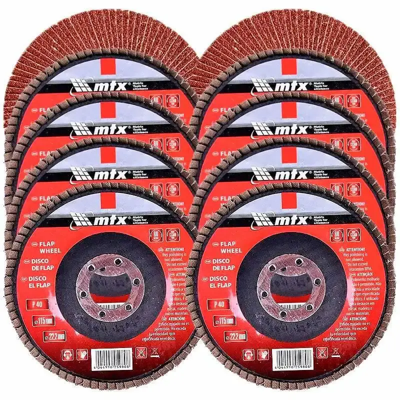 Disco de lixa flap 4.1/2 POL grana 40 kit com 10 unidades MTX — fotografia de referência