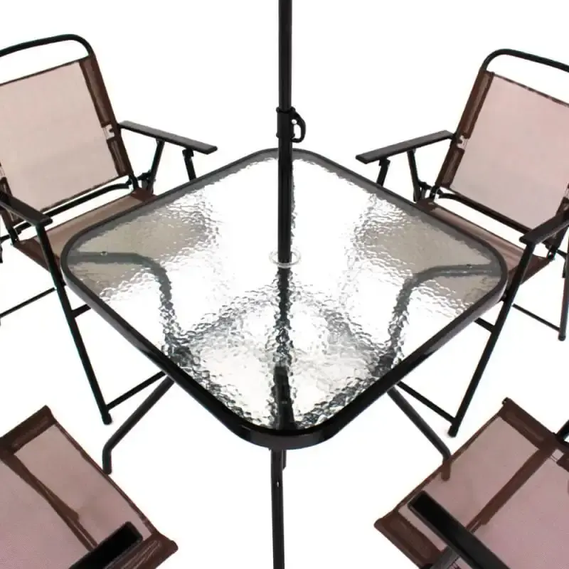 Conjunto miami para jardim com 4 cadeiras mesa e guarda-sol marrom 85200 BEL — fotografia 2