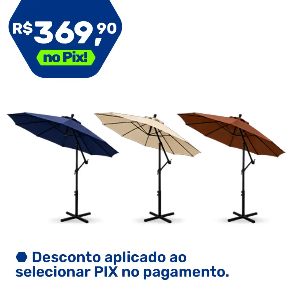 Ombrellone lateral suspenso para jardim 3,0 m com manivela casa LYS Azul — fotografia de referência