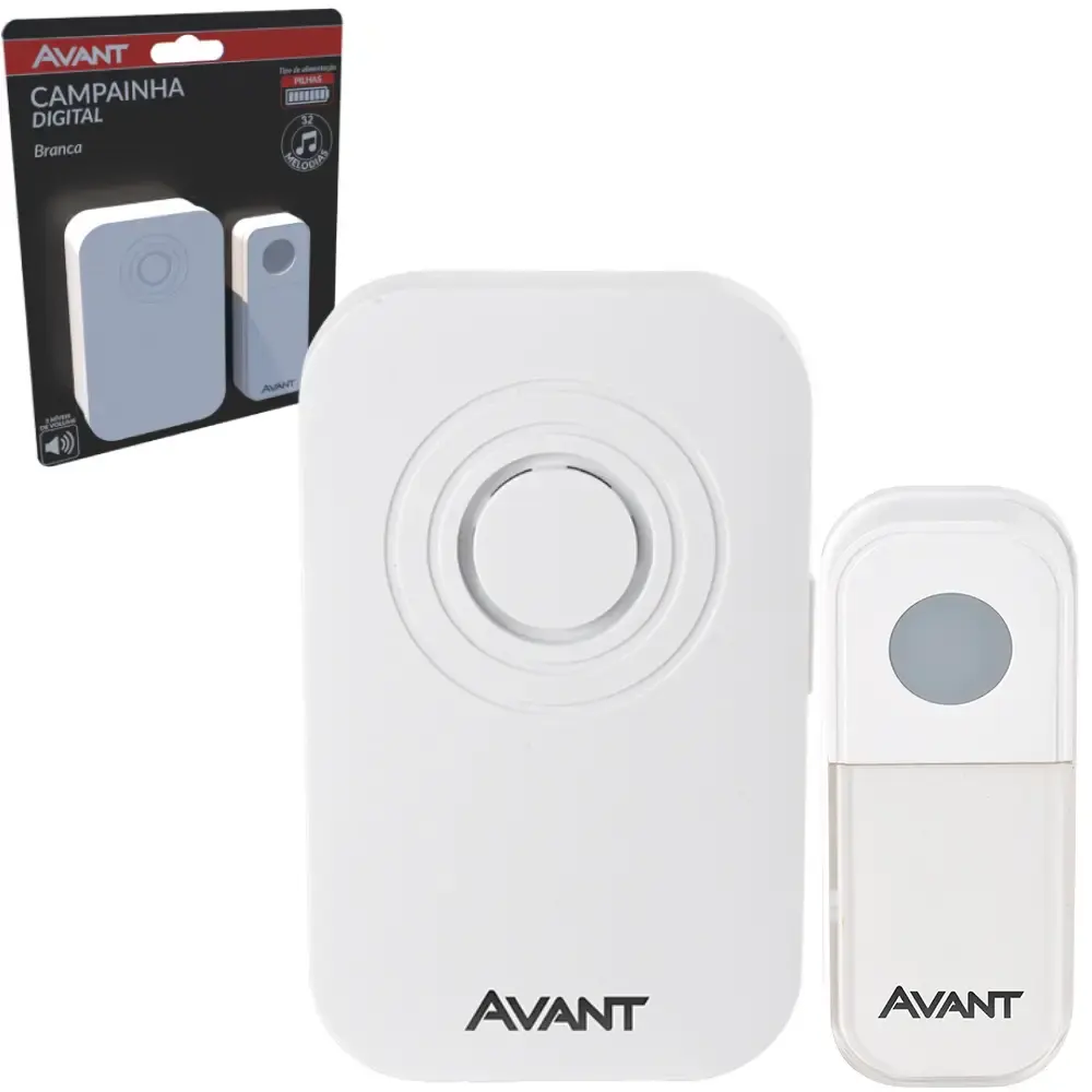 Campainha digital a pilha sem fio branco Avant