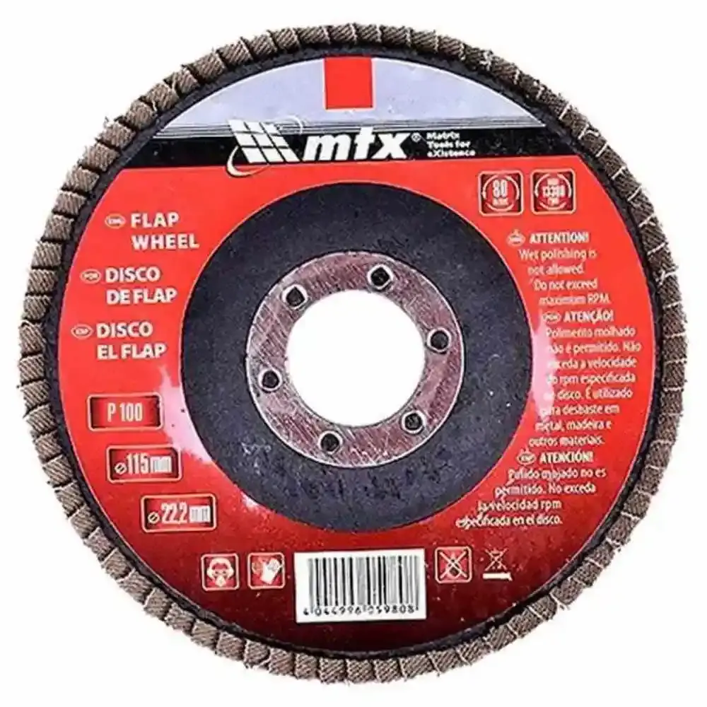 Disco de lixa flap 4.1/2 POL grana 100 kit com 10 unidades MTX — fotografia 4