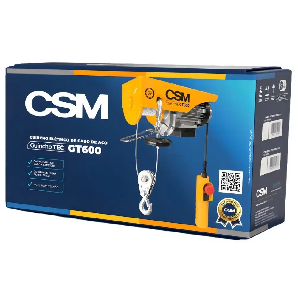 Guincho TEC cabo de aço com trole monofásico 220V GT300/600 CSM — fotografia 4