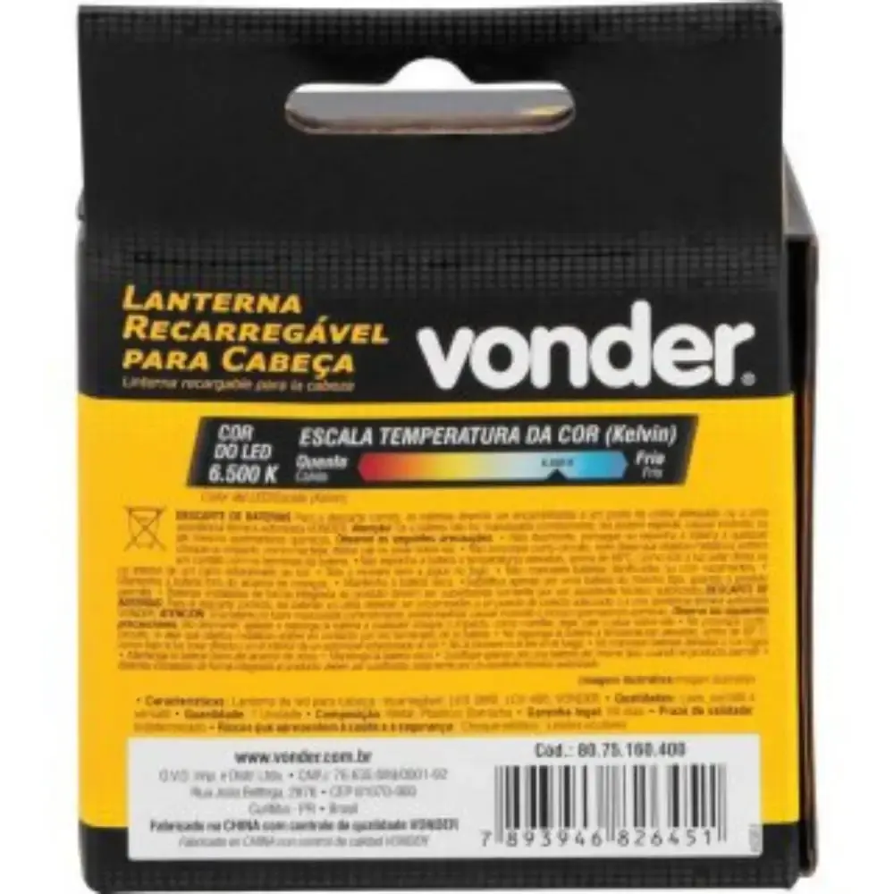 Lanterna para cabeça recarregável LED SMD LCV 400 Vonder — fotografia 9