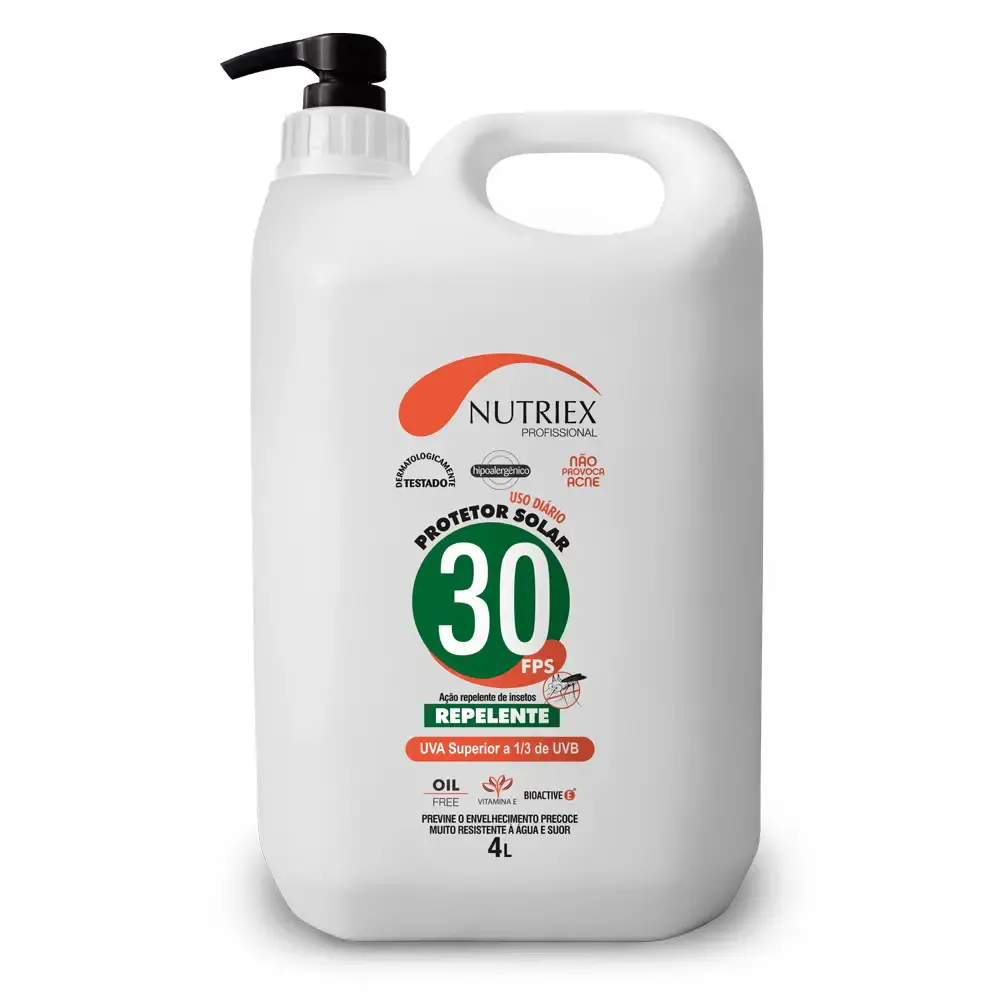 Protetor solar FPS 30 com repelente 4.0 litros bombona Nutriex