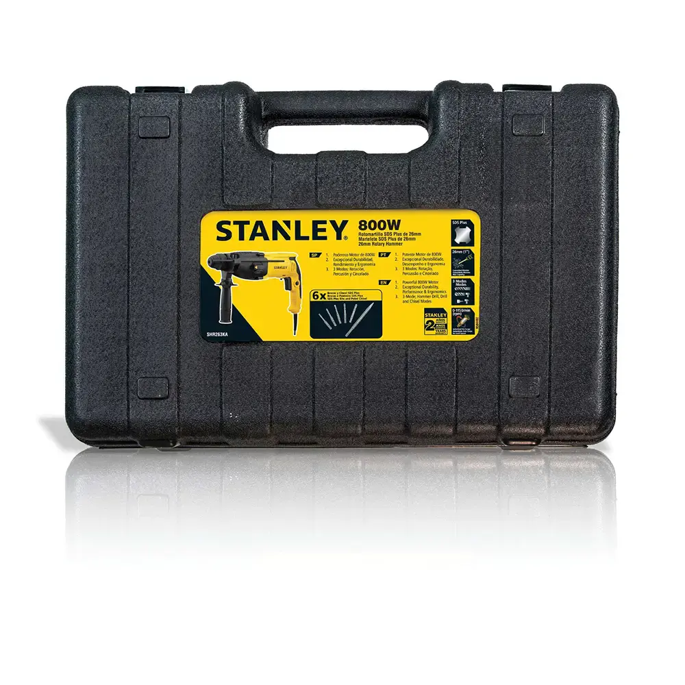 Martelete sds-plus 800W 2,4 KG 26 MM com kit 5 brocas e 1 ponteiro SHR263KA Stanley 110 V — fotografia 3