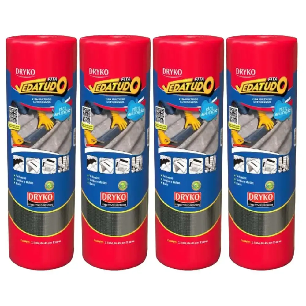 Fita Autoadesiva Asfáltica Vedatudo 45 cm x 10 m 4 Unidades DRYKO — fotografia de referência