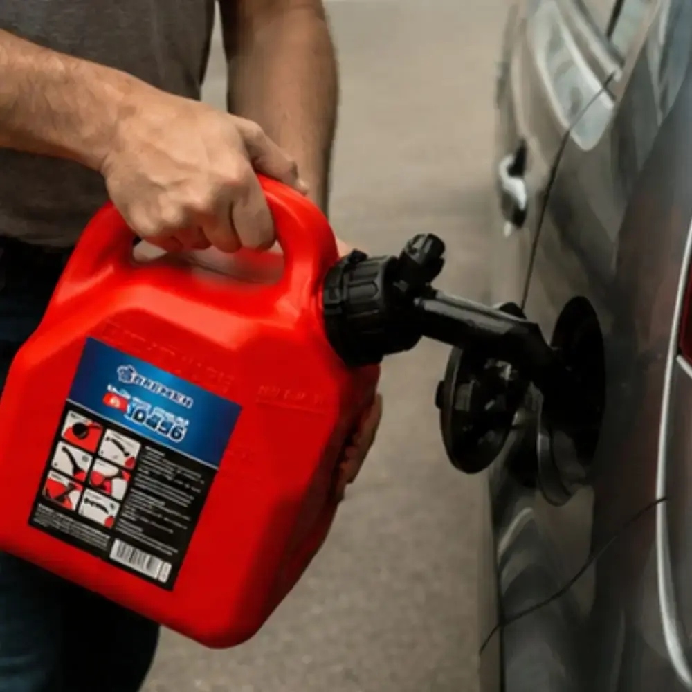 Galão em polietileno 5L para gasolina vermelho com extensor e tampa 2141 Bremen — fotografia 5