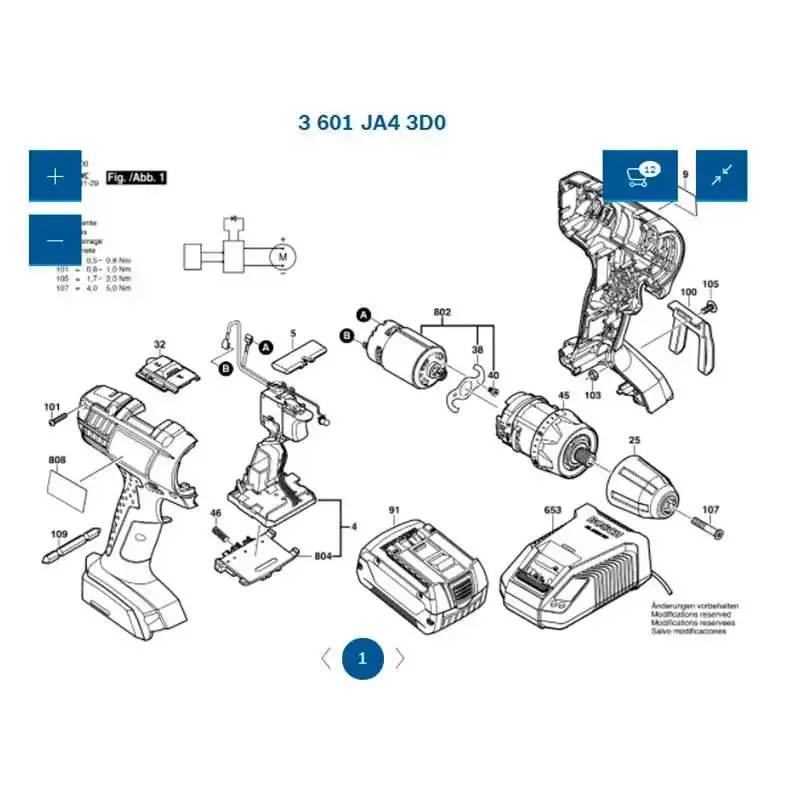 Motor para parafusadeira/furadeira GSR 18-2-LI 2609199273 Bosch — fotografia 4