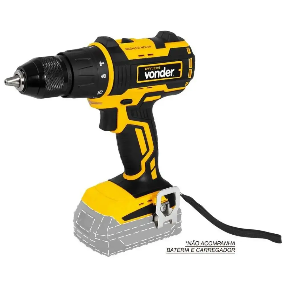 Parafusadeira/furadeira de impacto bateria intercambiável 18 v sem bateria carregador ipfv 1819I Vonder — fotografia 3