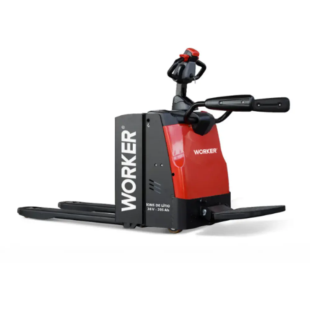 Paleteira elétrica hidráulica 2T garfo 1150X685MM elevação 205MM roda dupla 205AH pew 205 Worker — fotografia de referência