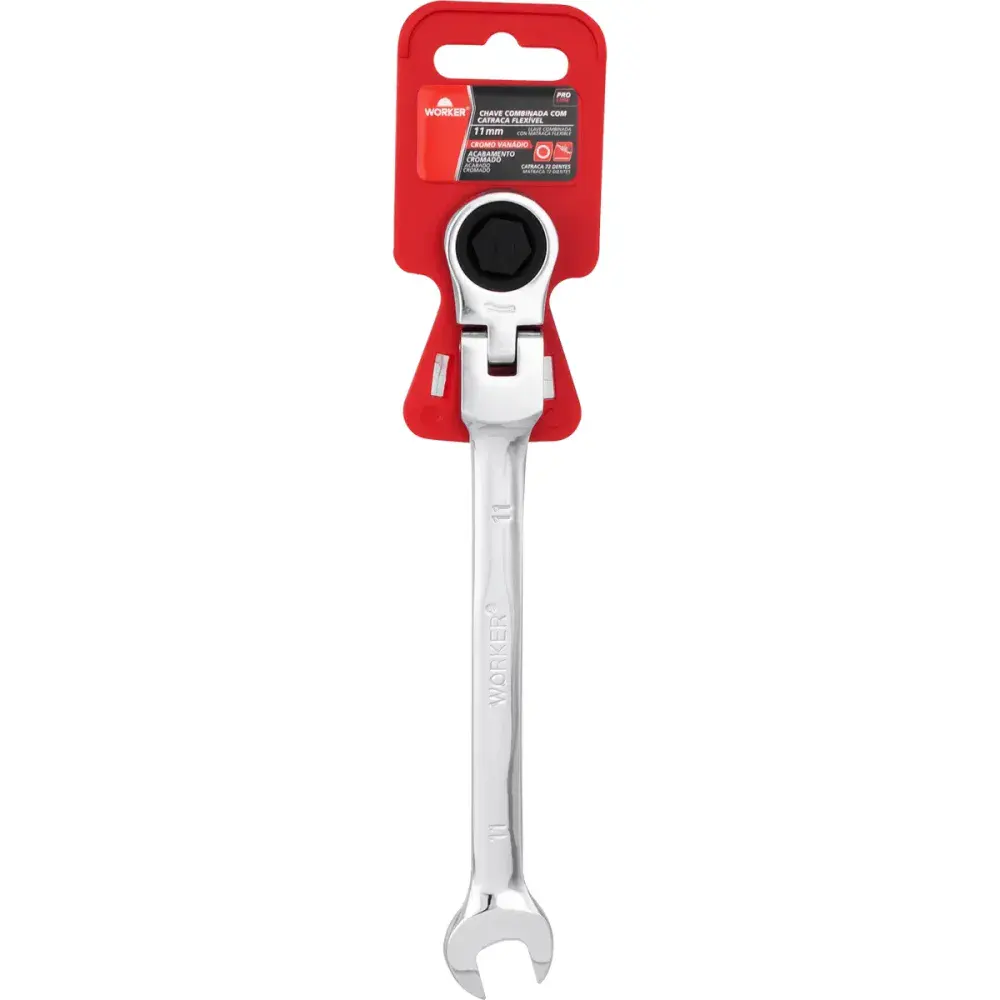 Chave combinada com catraca e cabeça flexível 11MM Worker — fotografia 6