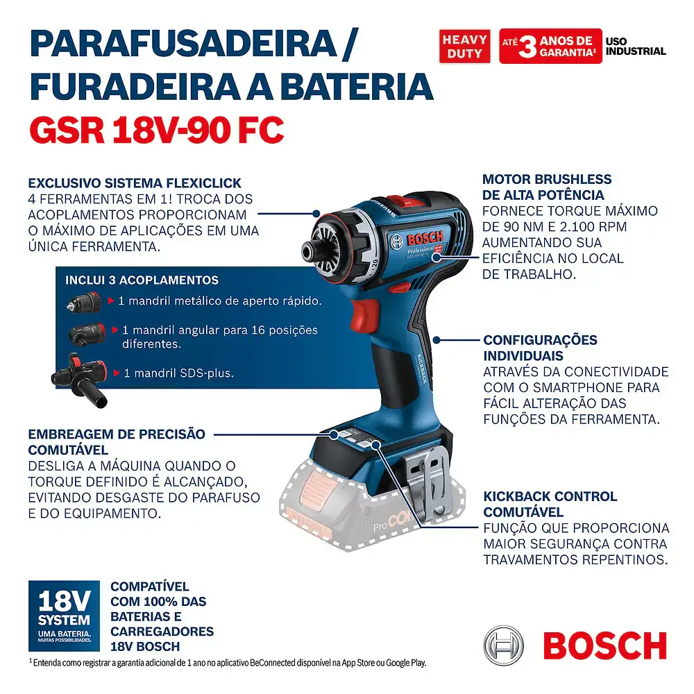 Parafusadeira furadeira à bateria 18V com adaptador perfurador sem bateria Bosch — fotografia 7