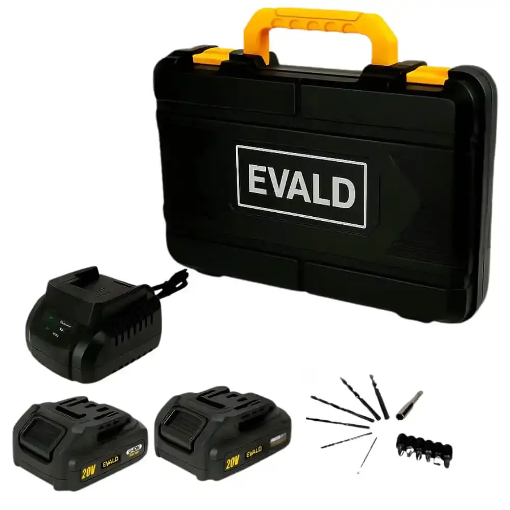 Parafusadeira de impacto 20V PFE-20EVIB 2 baterias maleta com kit 41 pontas Evald — fotografia 4