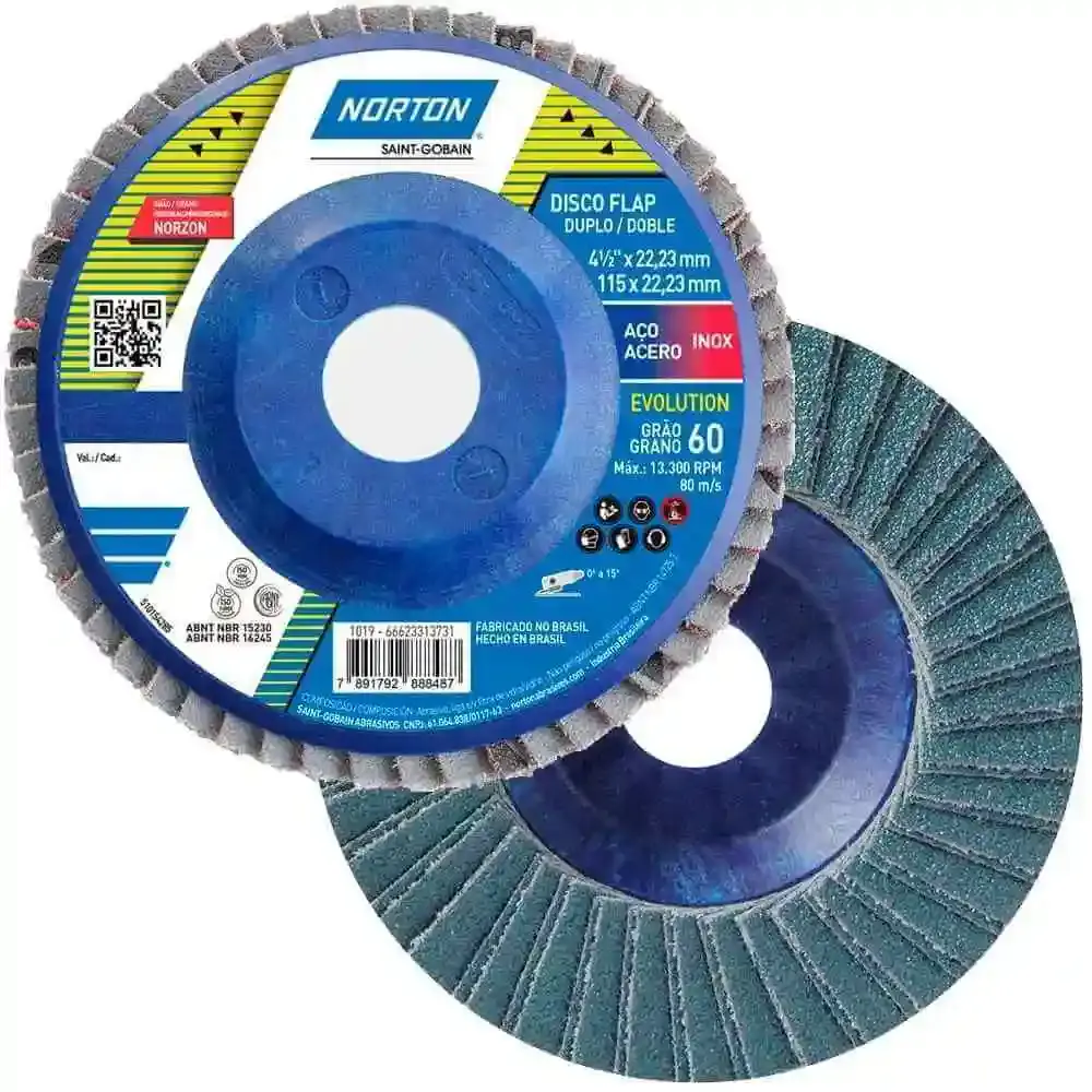 Disco de lixa flap 4 1/2 polegadas grão 60 13.300 RPM Norton — fotografia de referência