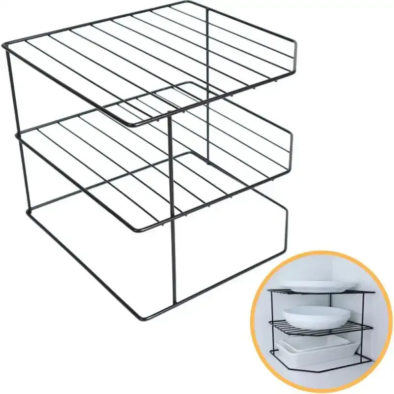 Organizador porta pratos horizontal viena 3 níveis em aço preto 990807 BEL — fotografia de referência