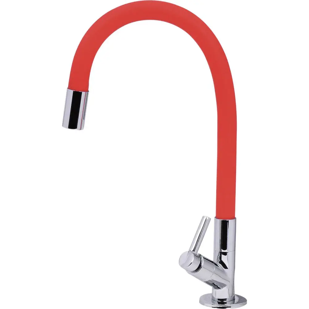 Torneira de mesa com bica flexível aço inox vermelha C60 Liege — fotografia de referência