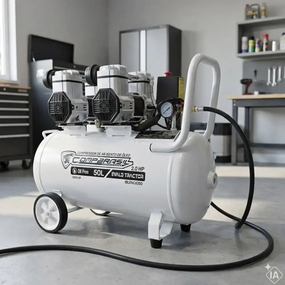 Compressor portátil isento 10 pés 2HP 50L com kit 5 peças evald tractor Compbrasil 220 V — fotografia 8