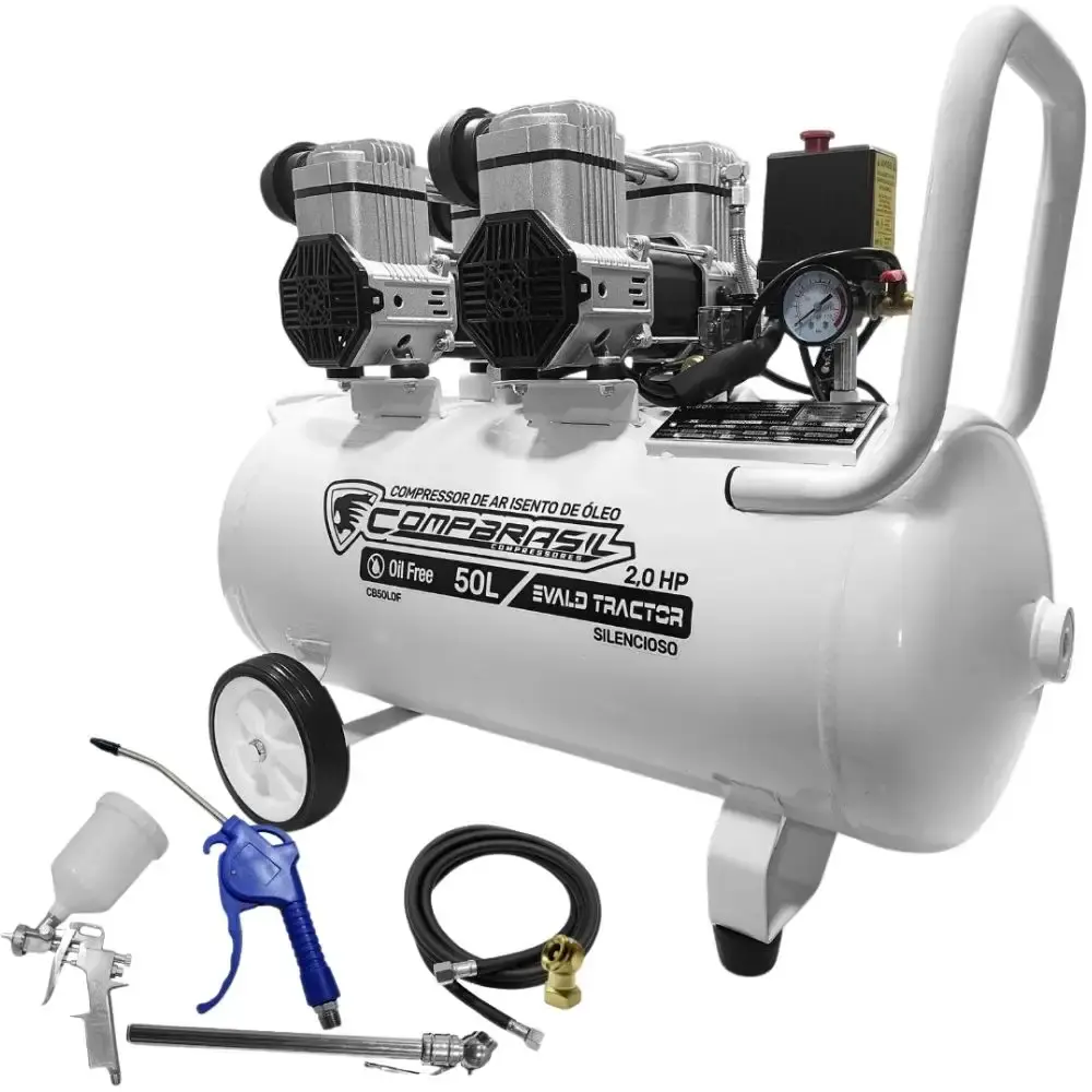 Compressor portátil isento 10 pés 2HP 50L com kit 5 peças evald tractor Compbrasil 220 V — fotografia 2