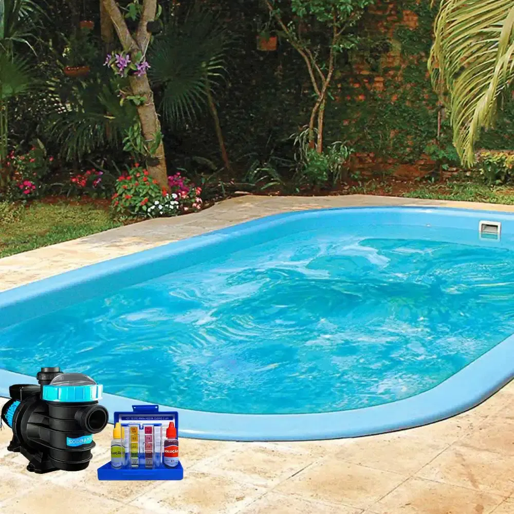 Bomba para piscina 1CV mono BMC-100 com kit teste PH e cloro de piscinas Sodramar — fotografia 5