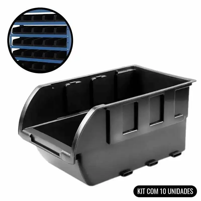 Caixa plástica N°5 preta porta componentes prática kit 10 peças 5P Marcon — fotografia de referência