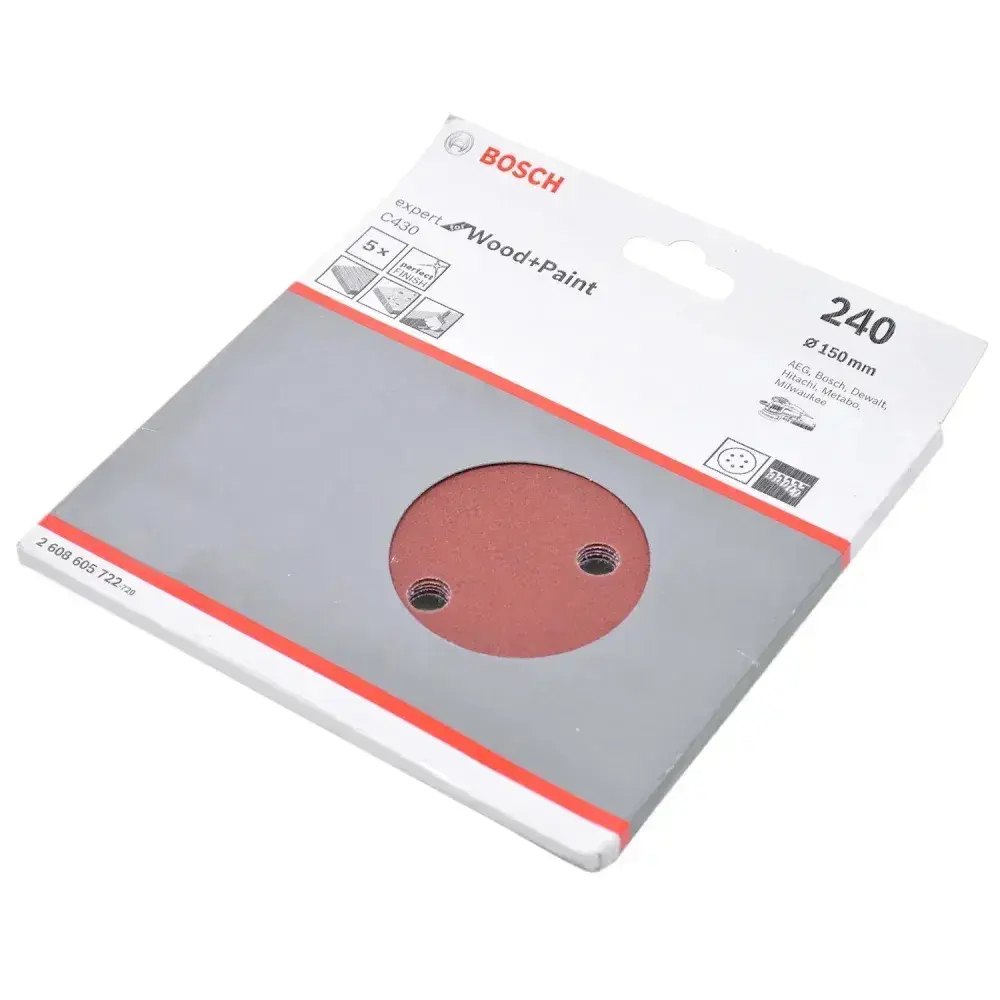 Kit 5 folhas de lixa velcro 6 G240 expert wood paint Bosch — fotografia 8