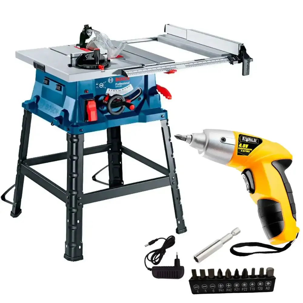 Serra circular de mesa 10POL 1800W Bosch com parafusadeira a bateria 4,8V e kit 12 peças evald 110 V — fotografia de referência