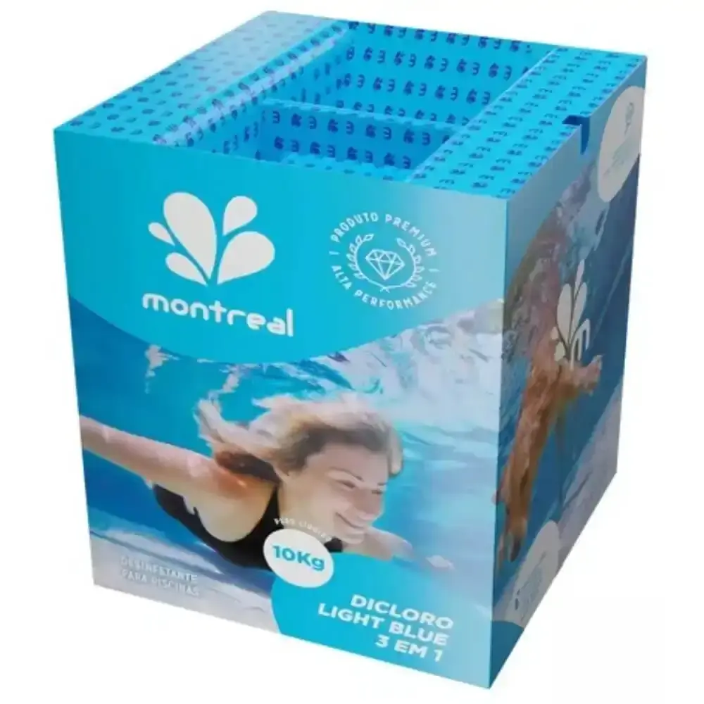 Cloro granulado dicloro de sódio para piscinas e hidrotanques light blue 10 KG Montreal — fotografia 4
