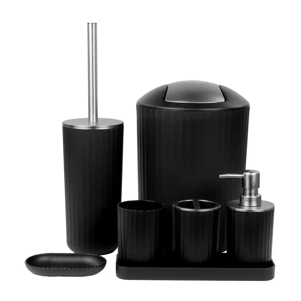 Kit acessórios para banheiro 7 peç preta Kala