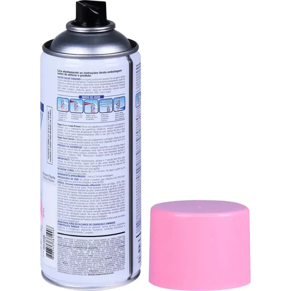 Tinta spray uso geral rosa 350ML Tekbond — fotografia 8