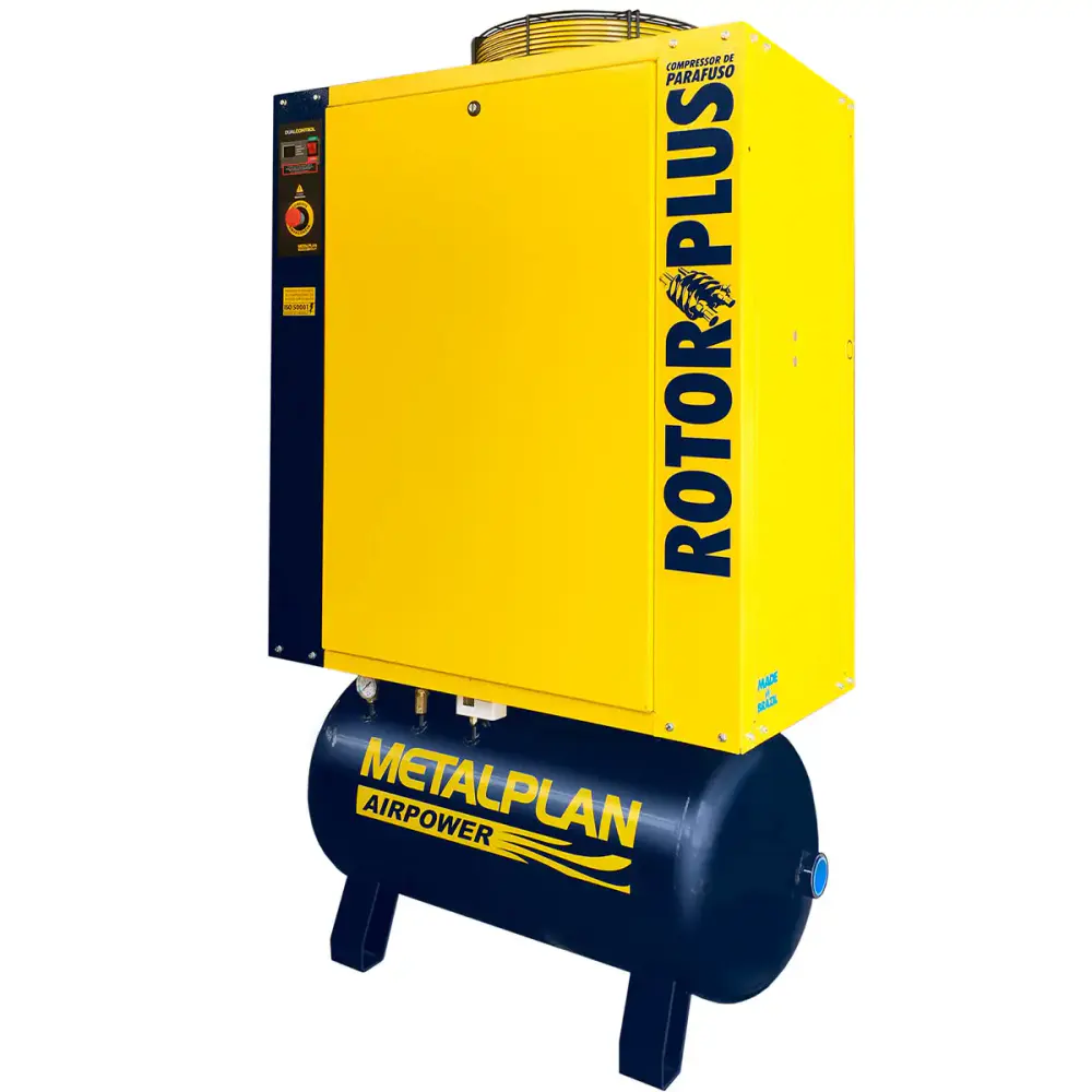 Compressor de parafuso 25,0 HP 9,0 BAR 163L 220V rotor plus 25 Metalplan 220 V — fotografia de referência
