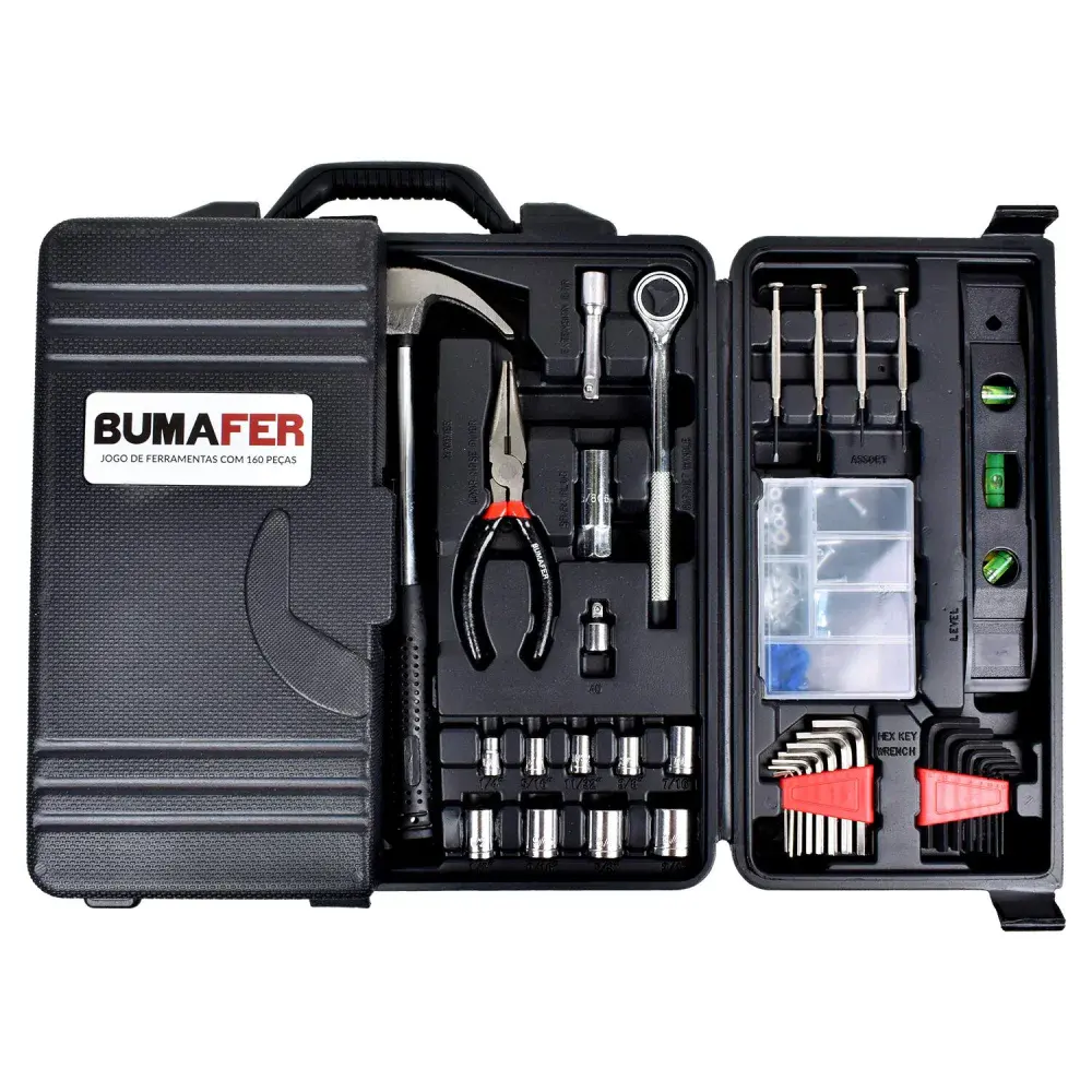 Kit de ferramentas em aço carbono com 160 peç Bumafer — fotografia 2