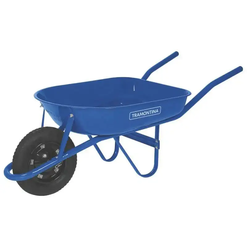 Carriola carrinho de mão metálica 50L pneu câmara azul Tramontina — fotografia de referência