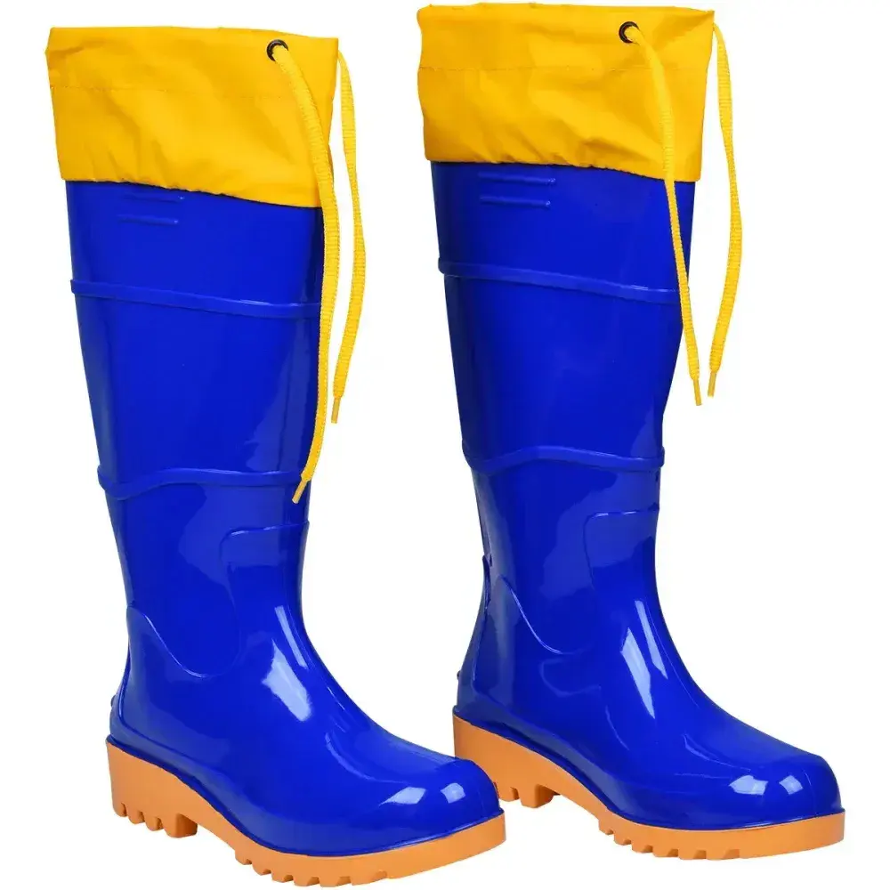 Bota pvc azul/amarela cano longo com polaina N°35 Worker — fotografia 8