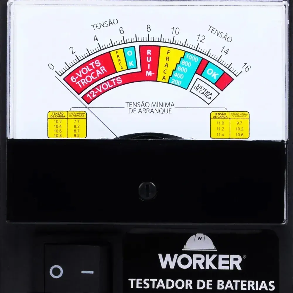 Testador de baterias TBW1000 100A 170AH 16VCC Worker — fotografia 9