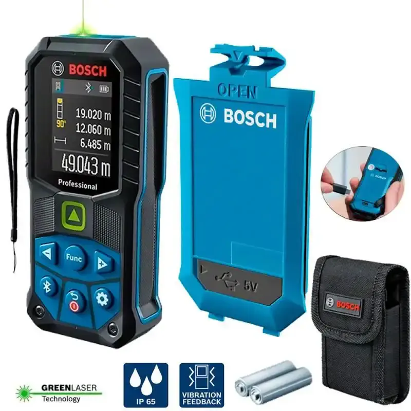 Kit medidor distância à laser com linhas verdes 50-27CG e bateria 1 ah 3.7V usb-c Bosch — fotografia de referência