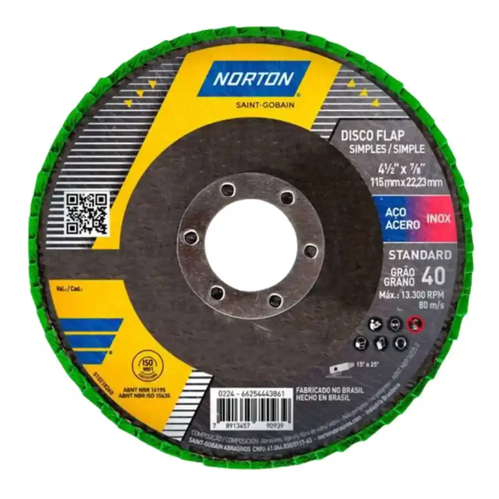 Disco de lixa flap 4.1/2 POL grão 40 standard Norton