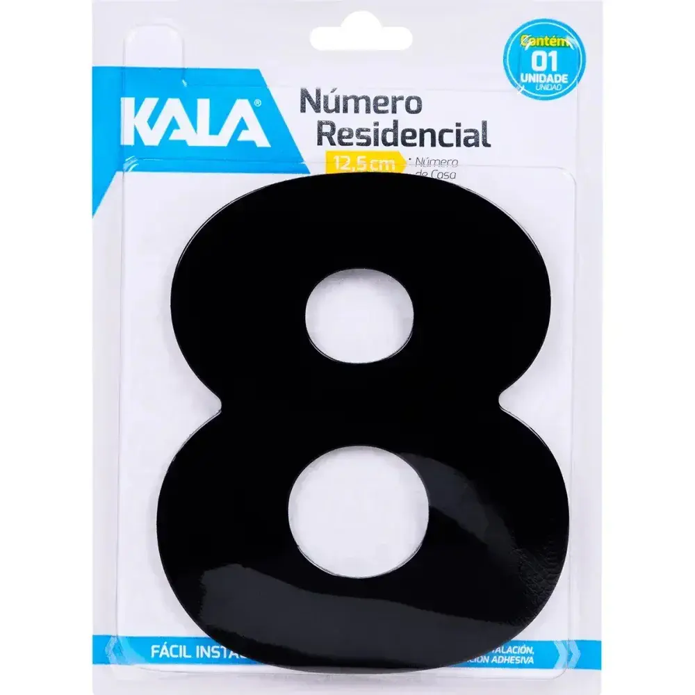 Número residencial N°8 preto 12,5CM Kala — fotografia 4