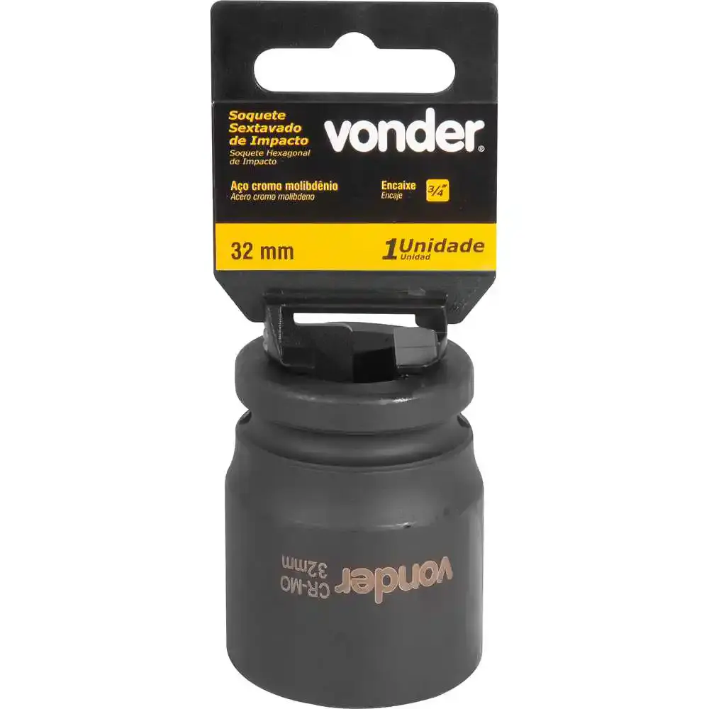 Soquete Sextavado Impacto Encaixe 3/4 polegada 32MM Cromado VONDER — fotografia 3
