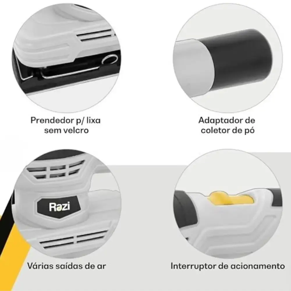 Lixadeira orbital 150W 188X90MM Razi 110 V — fotografia 3