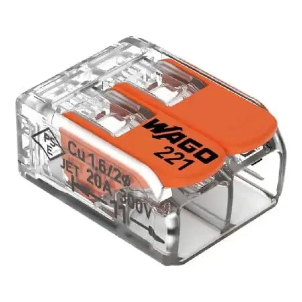 Conector emenda 221 2 derivações 4MM - 100 peç Wago