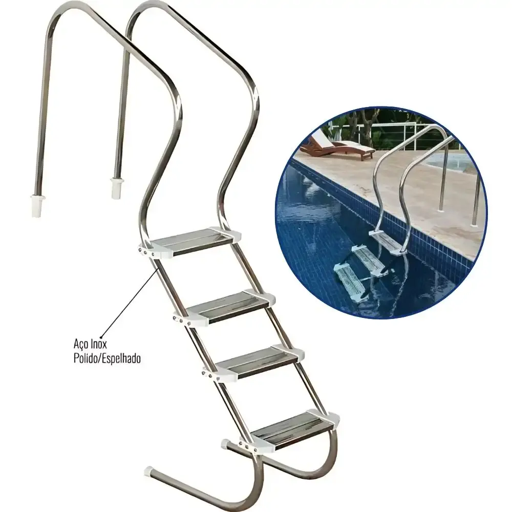 Escada confort em inox para piscinas 2 pol com 4 degraus Sodramar — fotografia 6