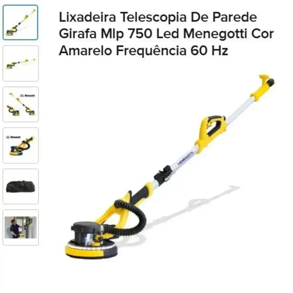Lixadeira para parede e teto 750W telescópica LED MLP750 Menegotti 110 V — fotografia 9