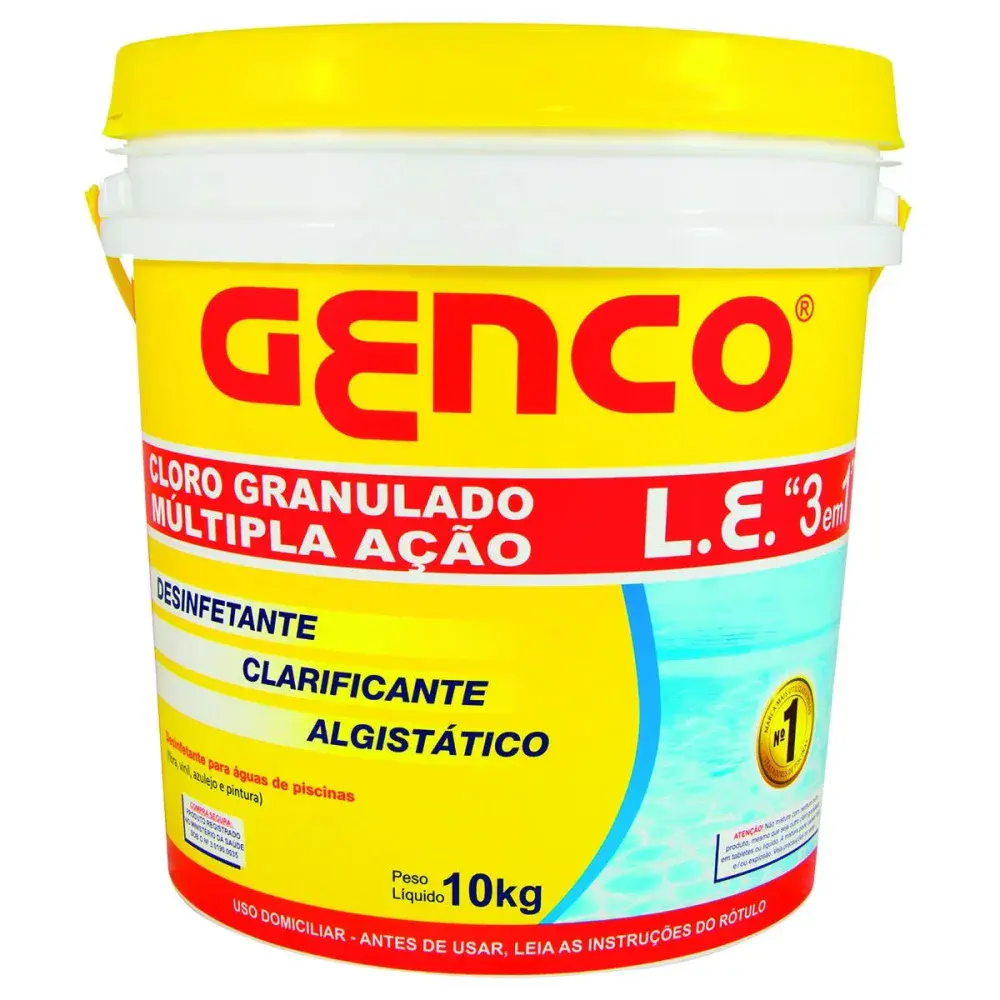 Cloro granulado l.e. múltipla ação 3 em 1 com 10KG da Genco — fotografia 2
