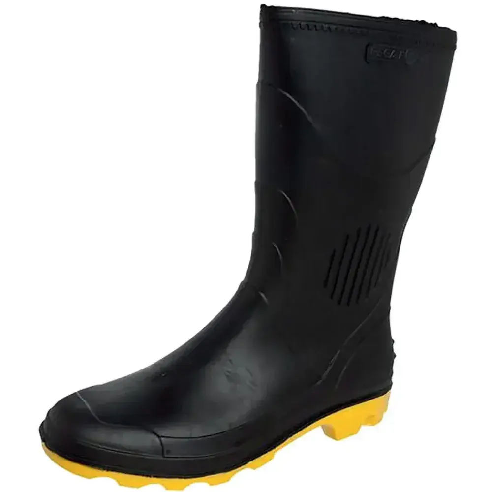 Bota pvc preto/amarelo N37 cano médio com forro Grendene — fotografia 2