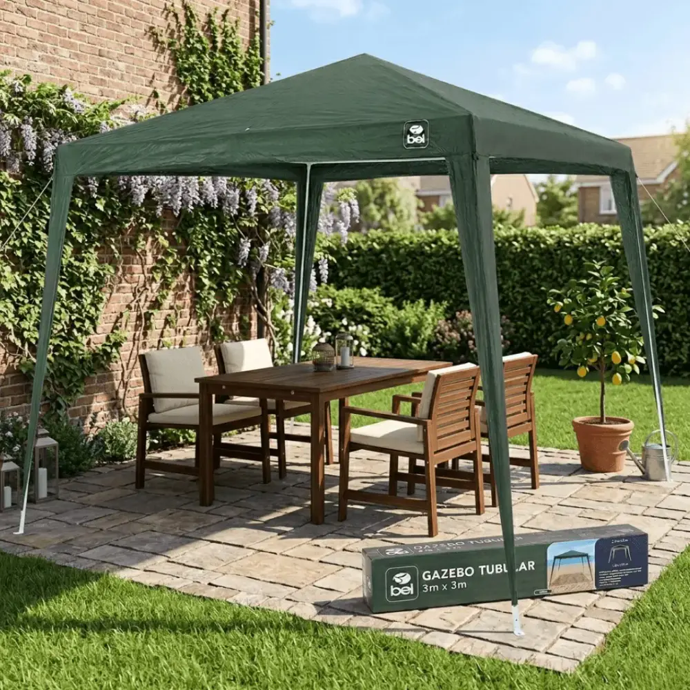 Tenda Gazebo 3 x 3 Metros Polietileno Verde BELFIX — fotografia 4