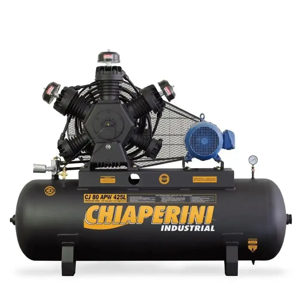 Compressor de ar alta pressão 80 pés 425 litros 5 pistões 20 HP trifásico Chiaperini