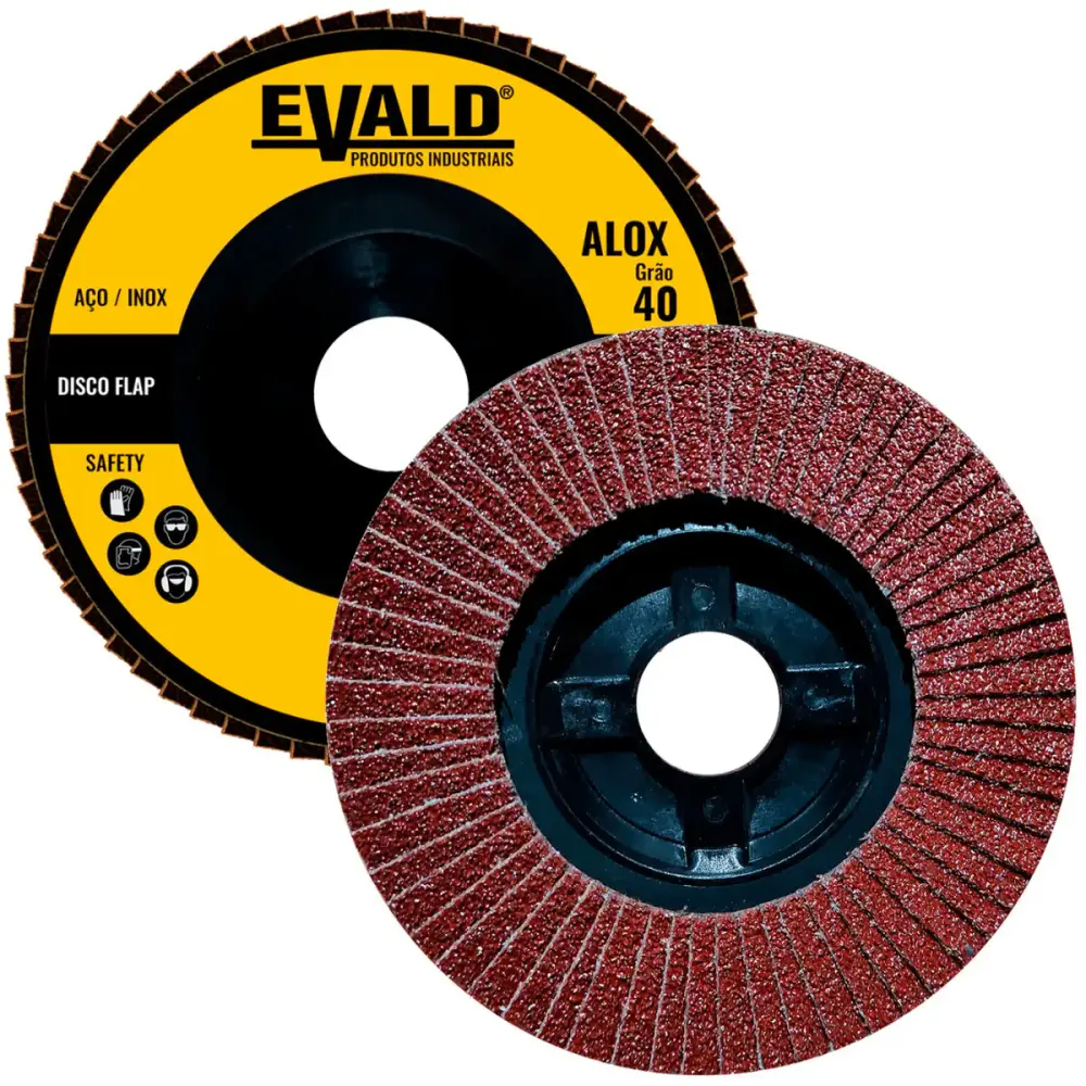 Disco de lixa flap 4.1/2 POL 115 MM aço inox grão 40 oxido de alumínio alox kit 10 peças Evald — fotografia 4