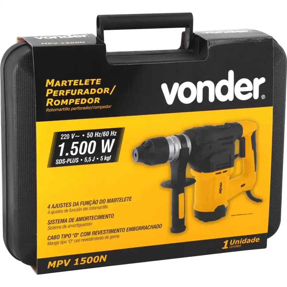 Martelete perfurador e rompedor 1500W com maleta MPV1500 Vonder 220 V — fotografia 9