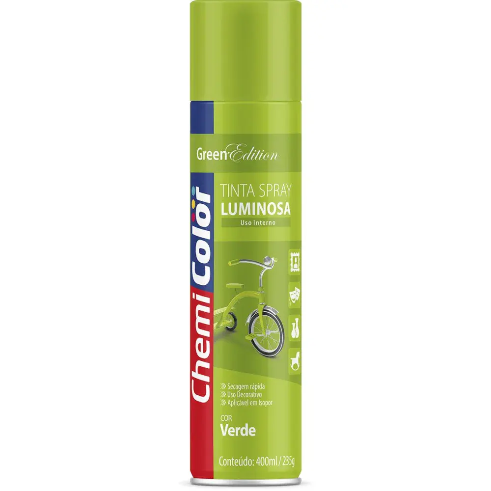 Tinta spray cores luminosas 400ML/250G verde Chemicolor